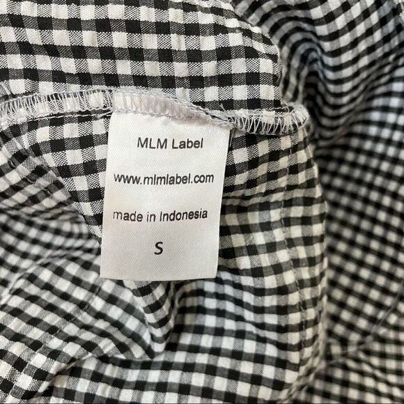 MLM Label Gingham Tiered Ruffle Off Shoulder Black and White Mini Dress - Picture 5 of 14